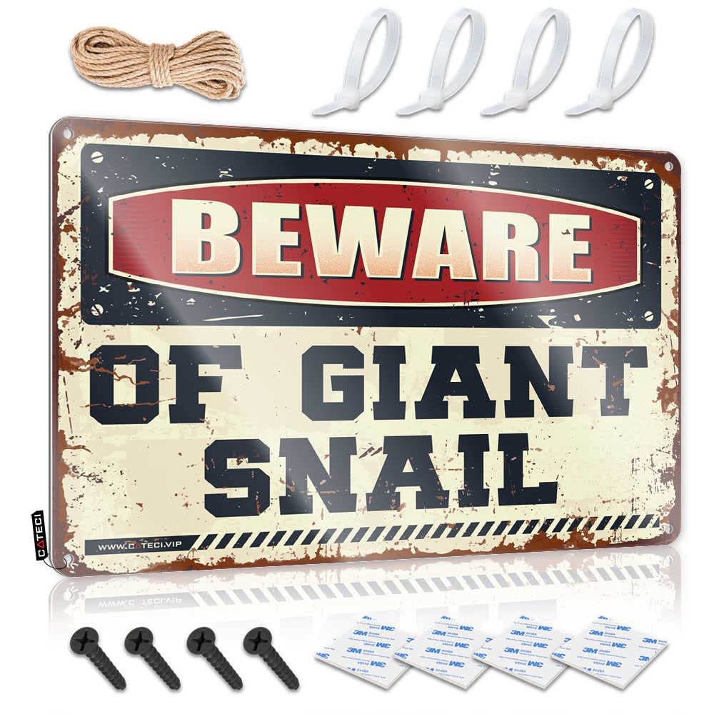 Men Decor Beware Of Giant Snail Sign Personalized Man Cave Sign Tin Signs Warning