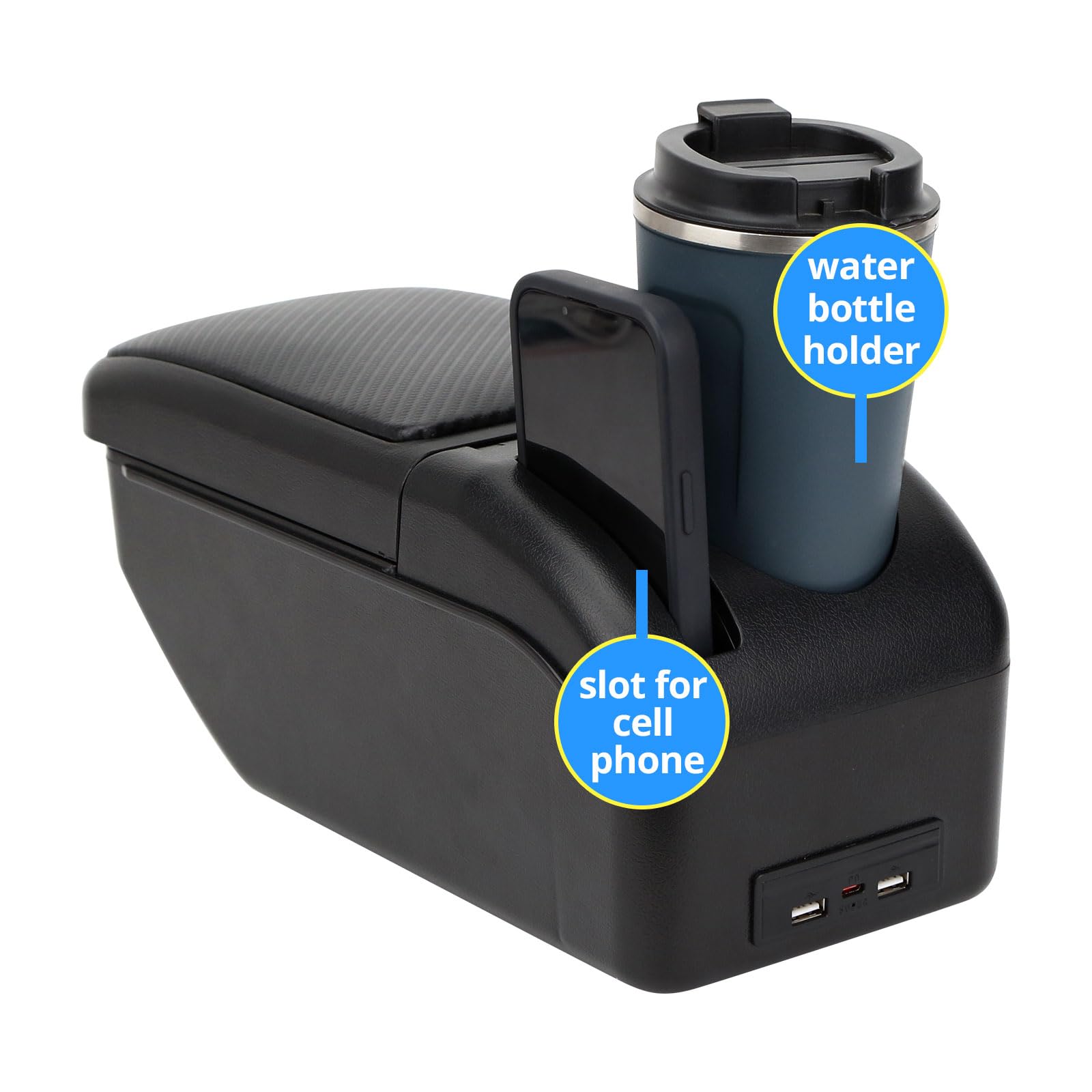 YJYWZH Pour Renault Clio 4 Captur Accoudoir Couche Double Consoles Boîte De Rangement Noir