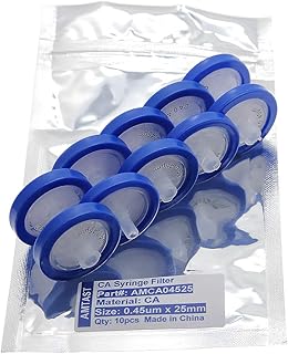 Syringe Filters Cellulose Acetate 25MM Diameter 0.45um Pore Size CA Syringe Filter Non Sterile Lab Filters (Pack of 10)