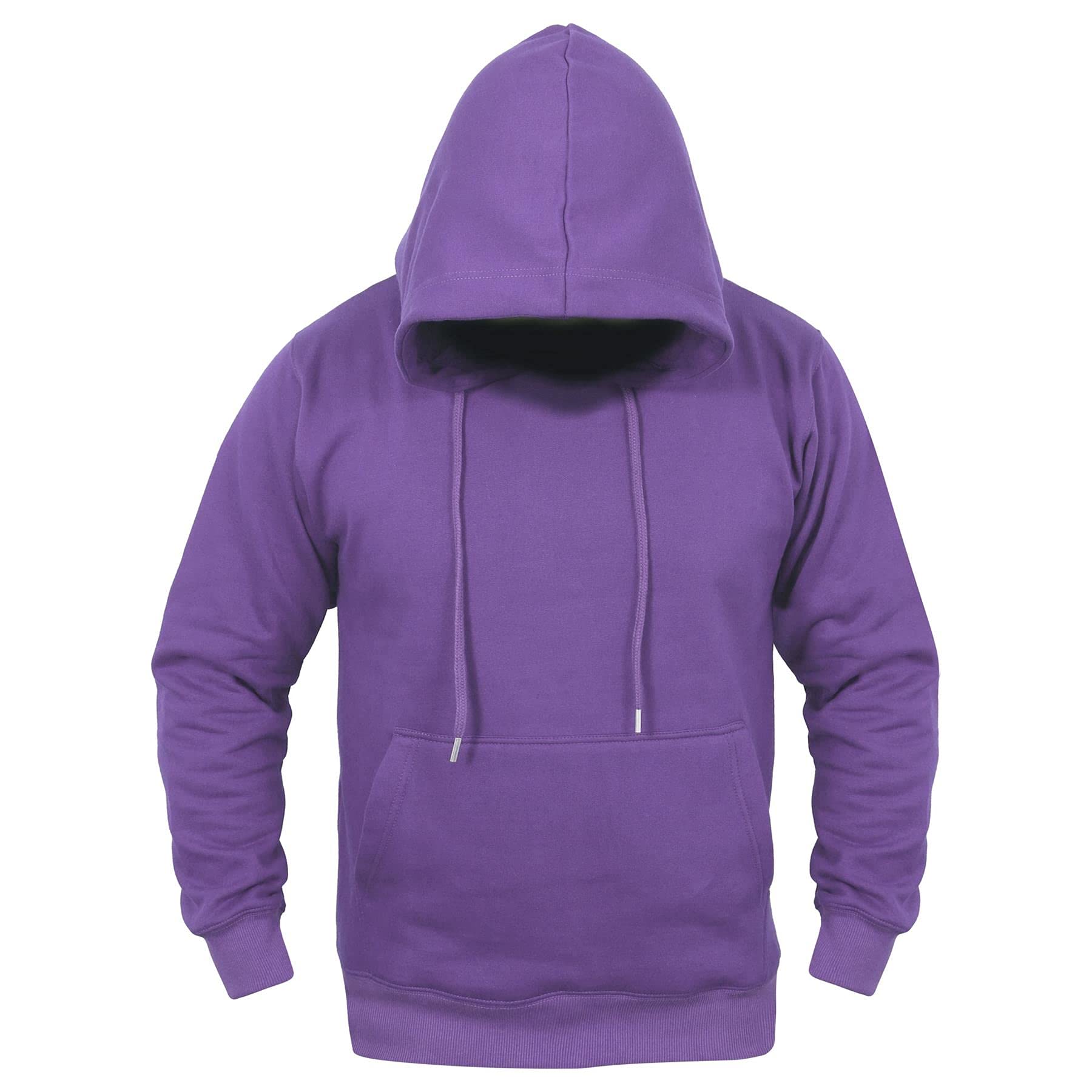 A2Z Mens Fleece Hoodie Pullover - Plain Sweatshirt Purple XXL.