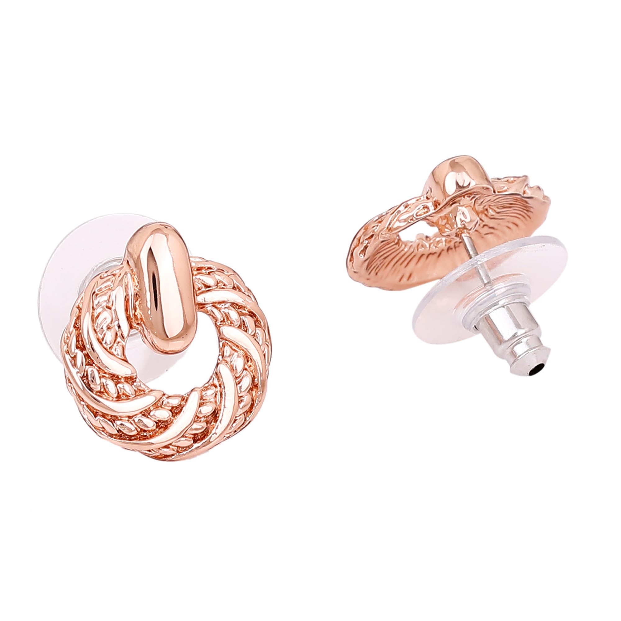 Rose Plated Small Stud Earrings for Women