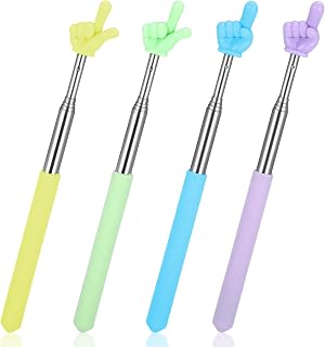 JIEYAO 4 Pack Retractable Teachers Finger Pointer Sticks, Multipurpose Extendable Telescopic Pointers Hand Reading Pointers Whiteboard Classroom Presentation Preschool School Kindergarten Supplies