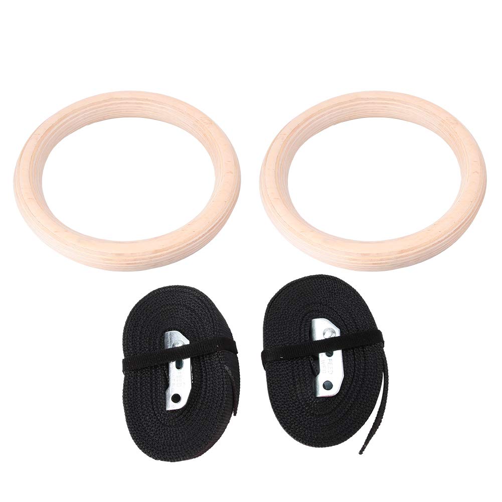 1 par de anillos de gimnasia de madera, anillos de entrenamiento con correas de poliéster, para acondicionamiento corporal total en casa o en el gimnasio