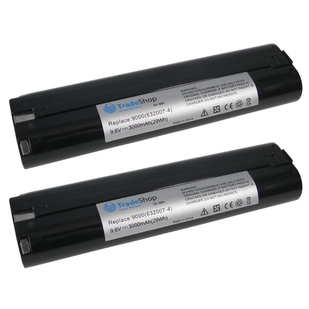 2 x wysokowydajny akumulator Ni-MH, 9,6 V/3000 mAh do Makita 6092D, 6092DW, 6093D, 6093DW, 6094D, 6094DW, 6095D, 6095DQ, 6095DWBE, 6095DWDE, 6095DWE, 6095DWL-2, 6096D, 6096DW, 6096DWBE, 6096DWE,
