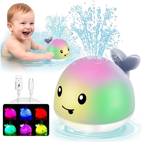 Juguetes de baño para niños de 1 a 3 años Juguetes de baño para bebés, juguete de baño de ballena iluminado, relleno de calcetines de Navidad,
