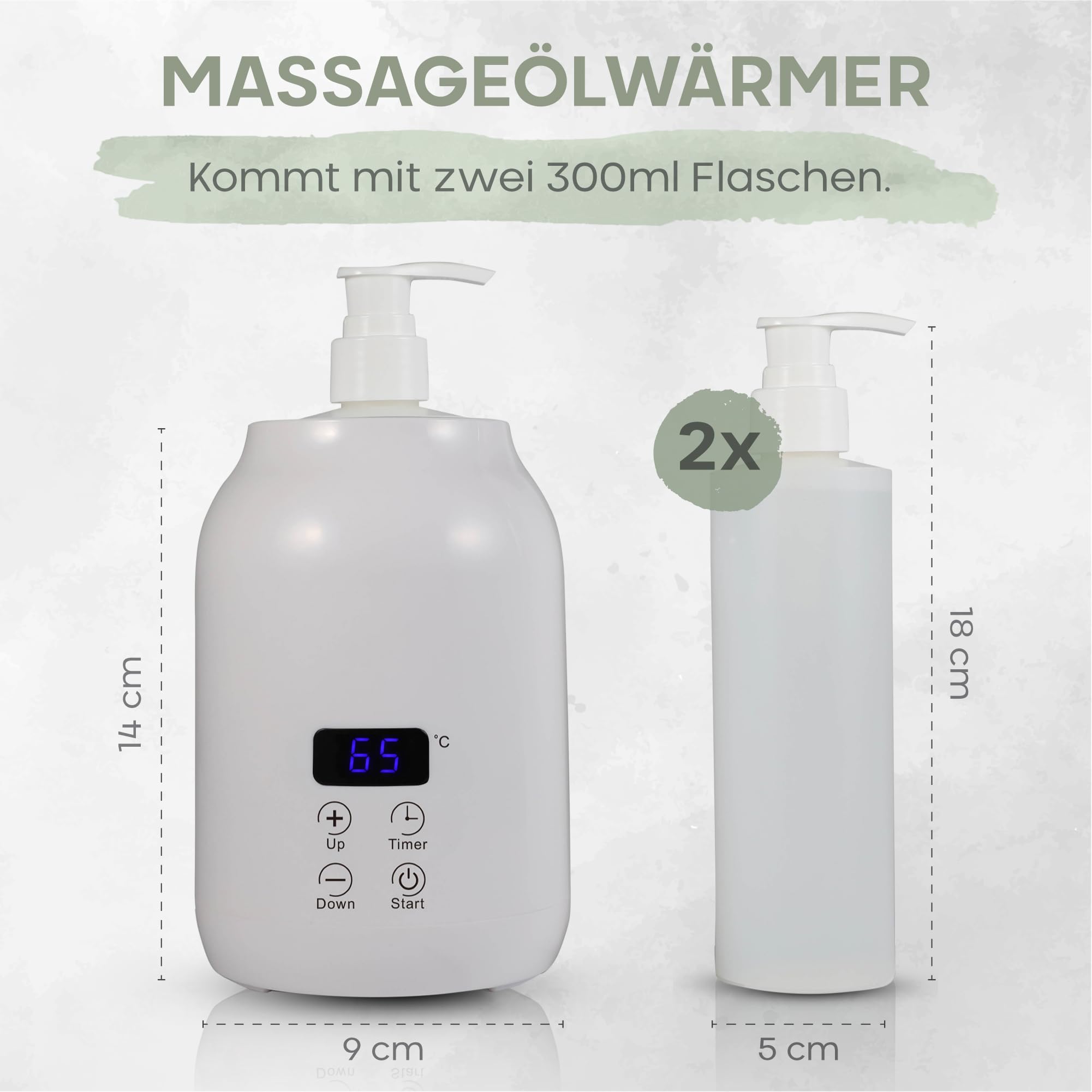 Chauffe-huile de Massage Élégant Blanc, Bouteille Plastique 2x, Température Réglable 30-65°C