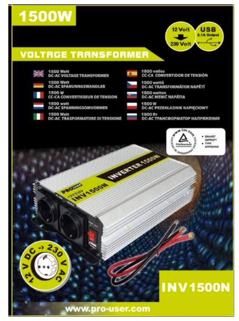 PRO USER INV1500 N 19122 przetwornica napięcia 1500 W