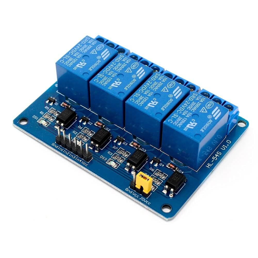 4 Channel 24V Relay Module with Optocoupler Isolation, High Current 10A Output, Compatible with UNO Rduino and Microcontrollers, for AC DC Control, with LED Indicators and Screw Terminals-image-49