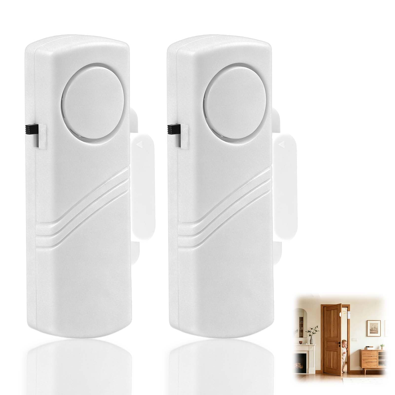 Door and Window Alarm Sensor, 2 Set Loud Chime for Home Security, Mini Wireless Magnetic Contact Sensor Burglar Alarm Systems for Kids Safety for Shed Garage Fridge Shop (120dB)