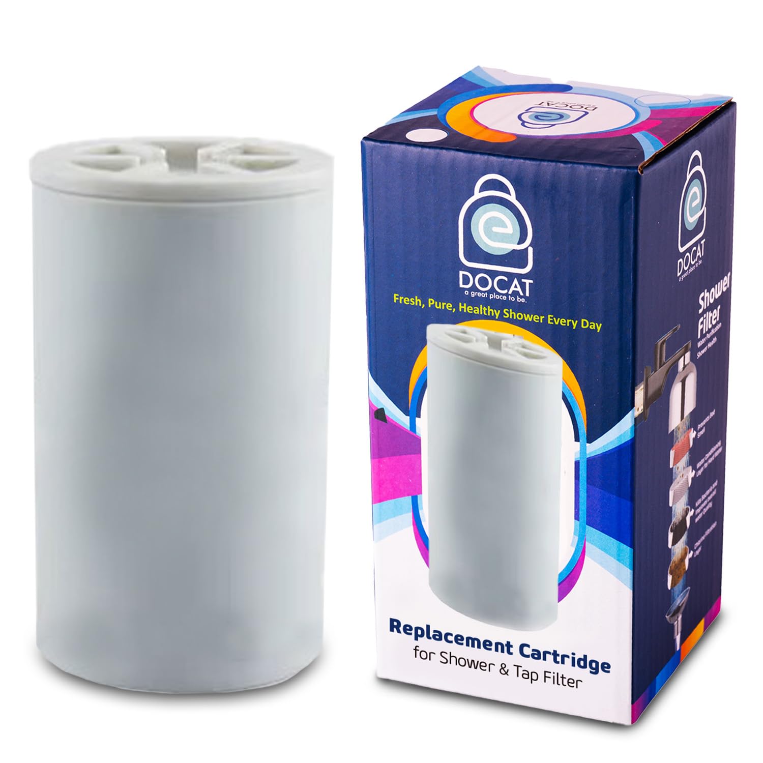DOCAT Replacement Cartridge for Shower and Tap Filter, Advanced 15-Stage Water Filter for Tap, Skin & Hair Care Solution, Ideal for Borewell/Tanker Water