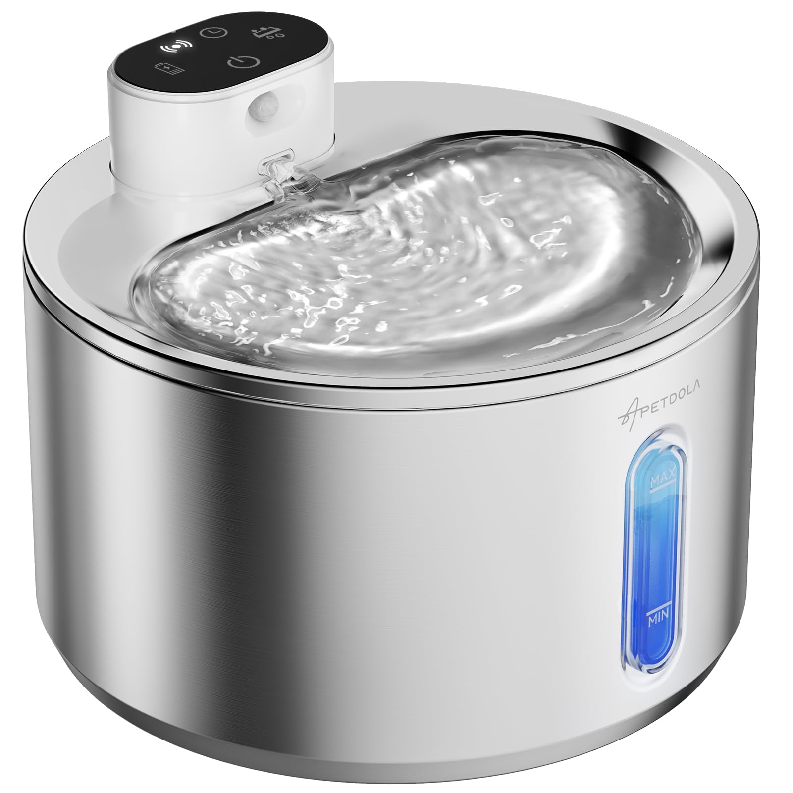 Apetdola FS40Pro Cat Water Fountain for Drinking, 135fl-oz/4L Cat Water Fountain with 5000 mAh Battery, Stainless Steel Cat Fountain with Noise Reduction and Motion Sensor for Cats or Dogs-White