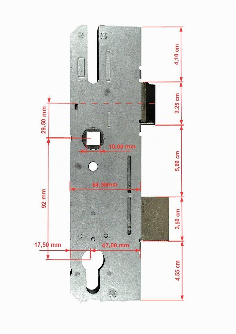 KFV Reparatur Schlosskasten Hauptschloss AS 8250 Dornmaß: 50mm (47mm) / Entfernung: 92mm, incl. SN-TEC® Montagematerial zum Schrauben und Nieten & SN-TEC® Montageanleitung