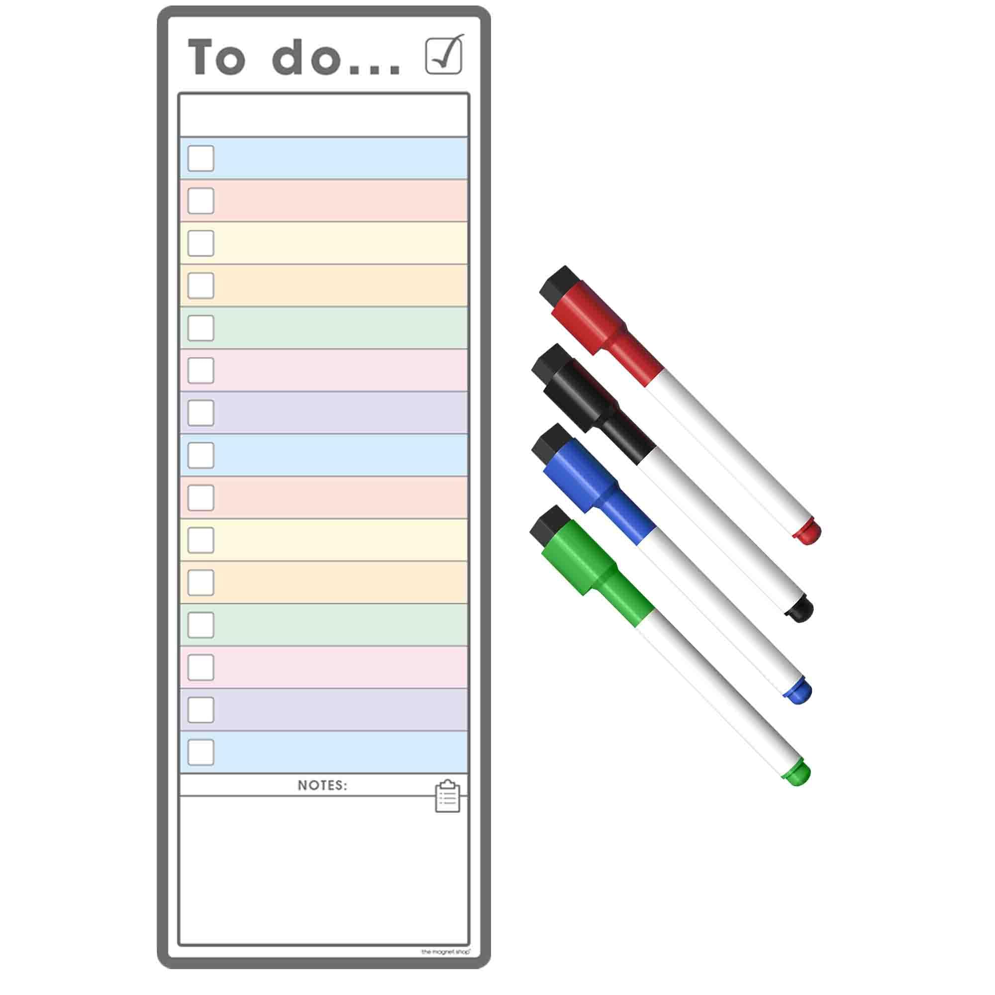 The Magnet Shop Magnetic to Do List and Slim A3 Weekly Planner - Organise Your Chores, Housework, Office and Business Tasks! Comes with 4 Magnetic Dry Erase Pens (Colour Style 1, S3)