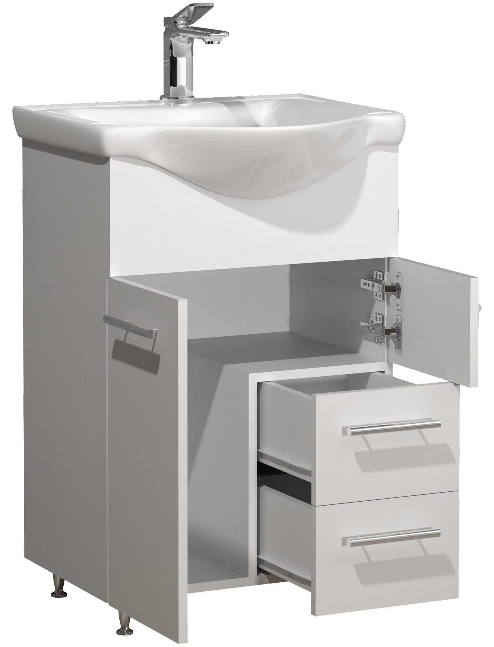 VCM Mueble Lavabo 2 Piezas Lavabo Conjunto Mueble de Baño Lavabo Cajón Espejo Armario Lisalo L