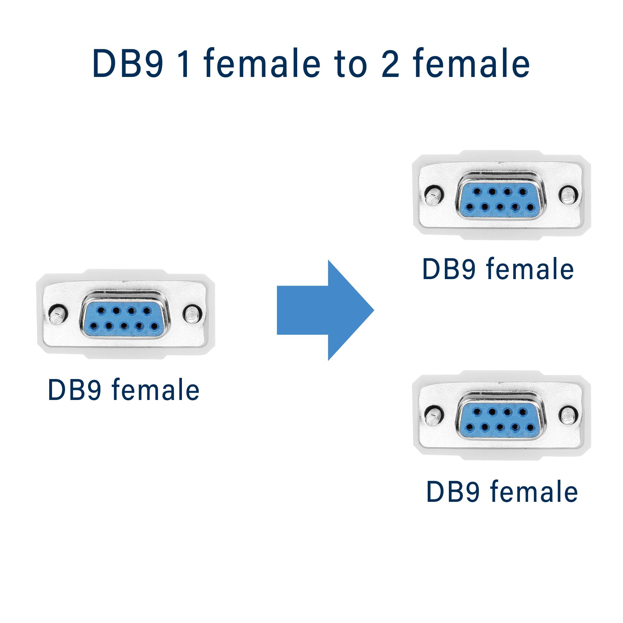 DB9 Y Splitter Cable DB9 9 Pin 1 femmina ale a 2 femmine Rs232 Serial Splitter Adapter Straight-Through Cable per collegare vari dispositivi di interfaccia seriale 30cm