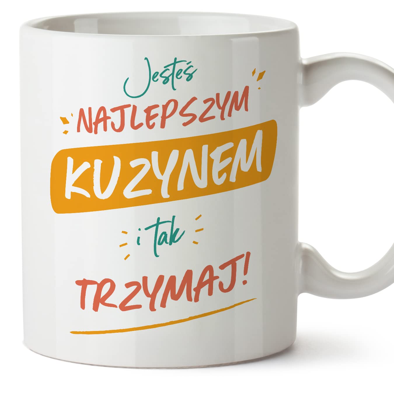MUGFFINS Cousin Mug - in Polish - Jesteś najlepszy tak trzymaj - Funny Gift - Ceramic 11oz Mug