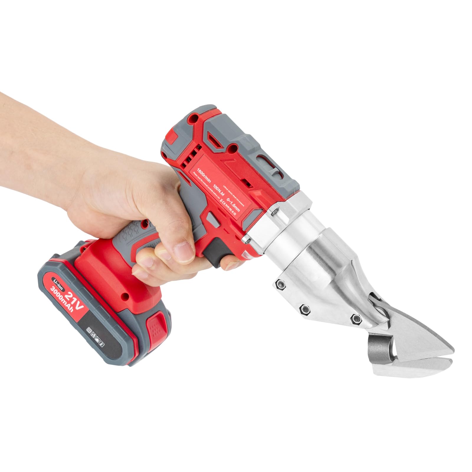 Metal Shear, 21V Brushless Cordless Electric Metal Cutter Shear, Swivel Head, Variable Speed, Heavy Duty Electric Scissors for Cutting Metal/Iron