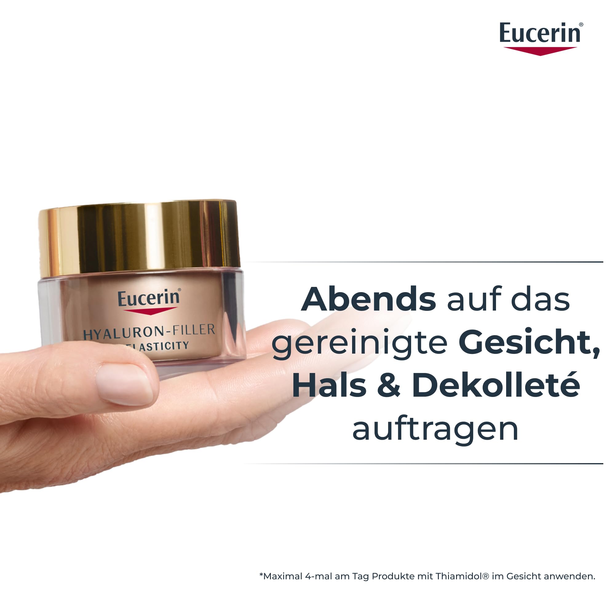 Eucerin Hyaluron-Filler + Elasticity Nachtpflege 50 ml, Gesichtscreme | Anti Aging Gesichtspflege fördert die Hautelastizität, Reduziert tiefe Falten & Pigmentflecken, Mit Hyaluronsäure & Thiamidol