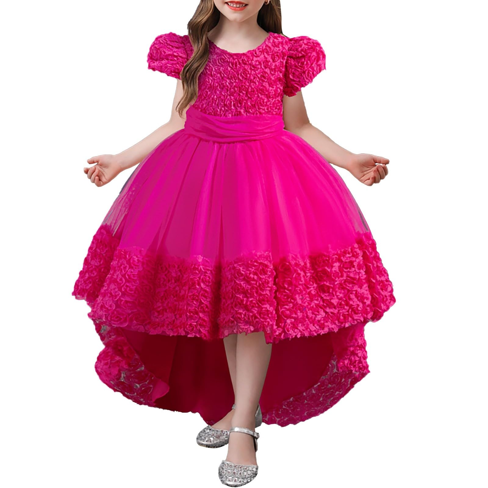 HLTYGWX Kleider für Mädchen, Rock, Mädchenkleider, Kleider für Blumenmädchen, Spitze, Hochzeit, Party, formelles langes Kleid