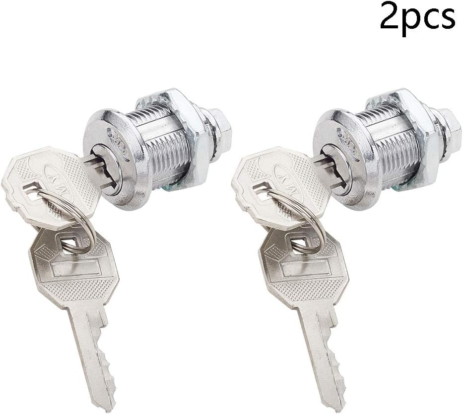 MroMax Drawer Cabinet Offset Cam Lock, 0.8inch Cylinder Length, Security Door Mailbox Cabinet Tool Box Lock Zinc Alloy Nickel Plated, Keyed Different 2Pcs