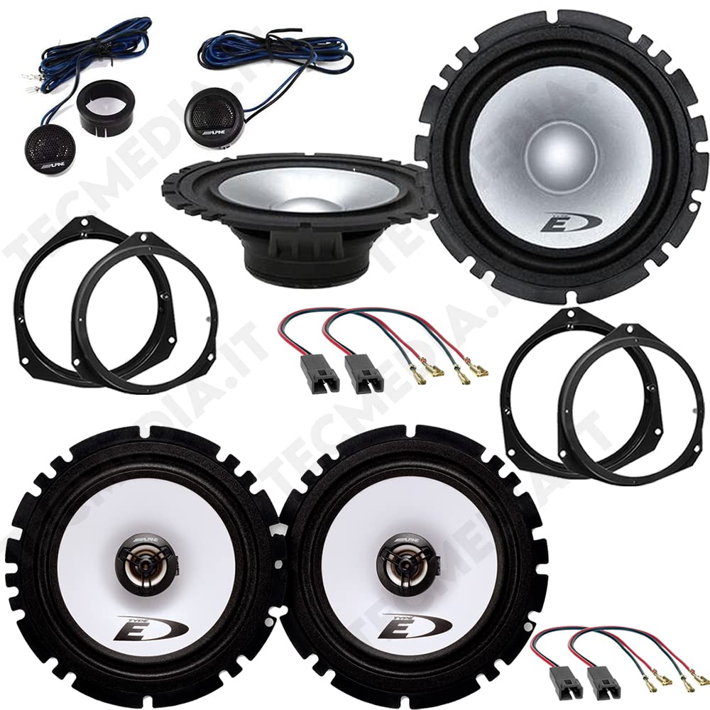 Kit 6 Casse Altoparlanti Alpine Compatibile con Alfa Romeo Mito 2008> Kit Anteriore e Posteriore con Adattatori e Connettori Inclusi