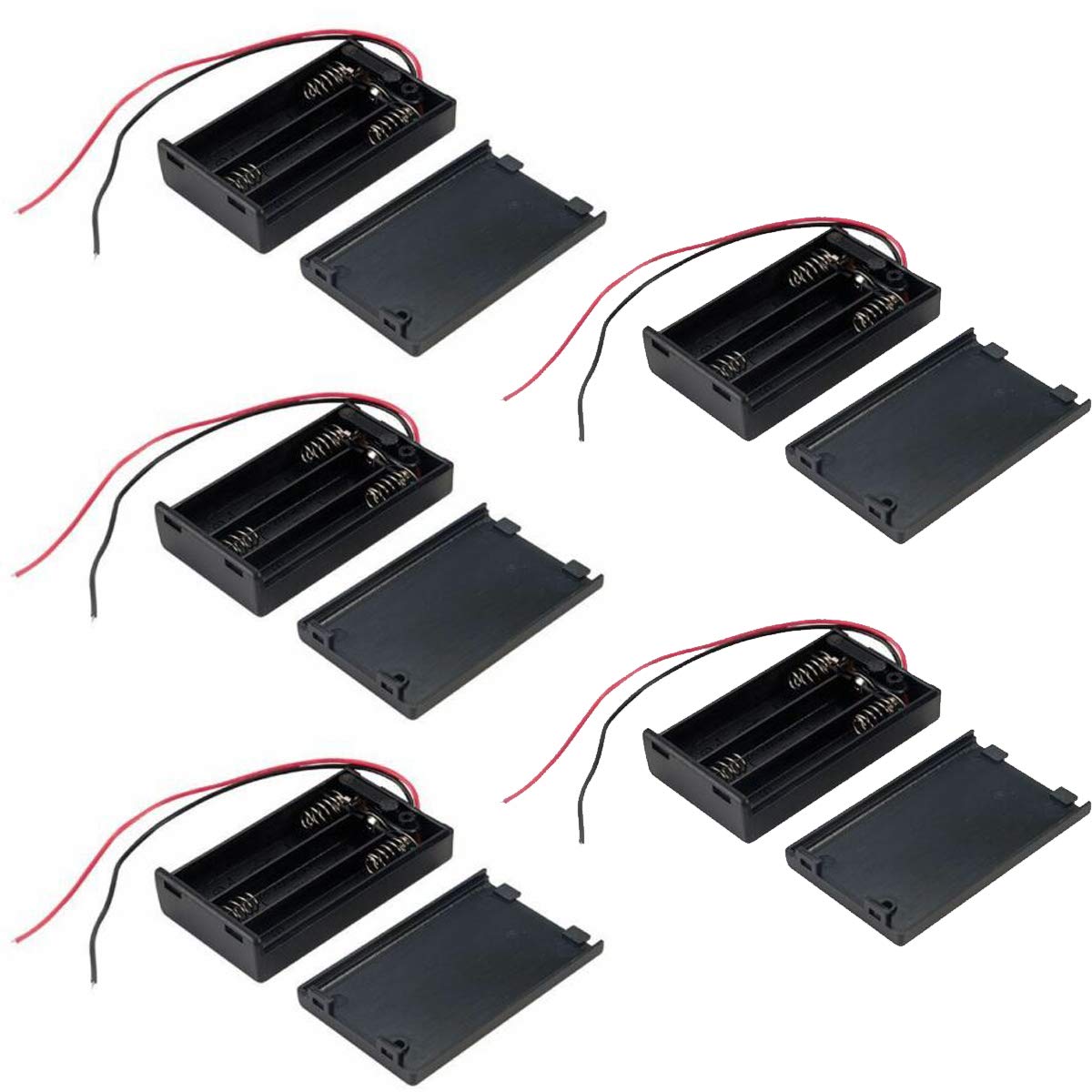 5Pcs AA Plastic Battery Storage Holder Case Box Lot Wire ON/OFF Switch Cover