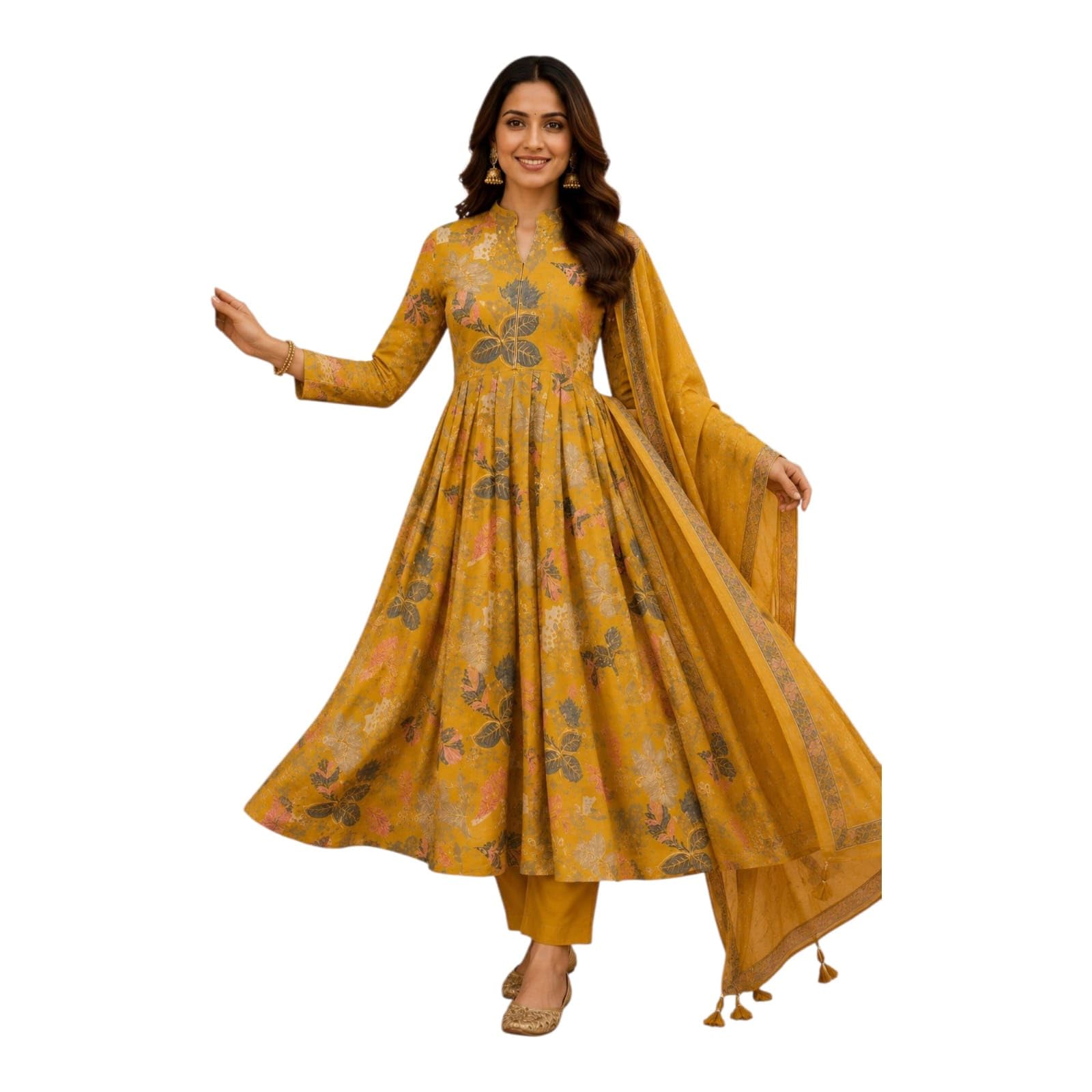 kd Women's Georgette Anarkali Floral Printed Kurta Pant Set with Dupatta Kurta Kurti for Women | Festive Kurti Set | Designer Kurti Set for Women-picture-32