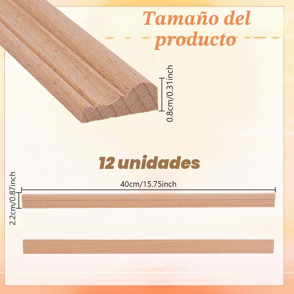 AHANDMAKER 12 piezas molduras de madera para pared, moldura decorativa de madera 3D de 15,75 pulgadas, moldura de ribete de madera para sala de estar, dormitorio, pared, mesa, armario, decoración del