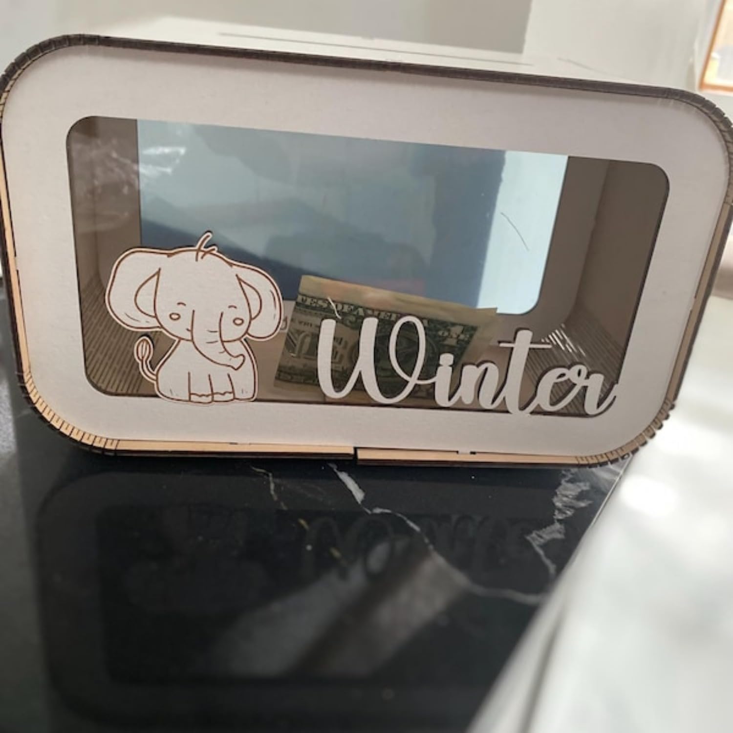 Hucha personalizada para niños, hucha para niños con nombre, regalo para bebé niña, bonita caja de ahorro, alcancía de madera para niños, regalo para cumpleaños, Navidad, baby shower (23,5 x 13,9 x 9