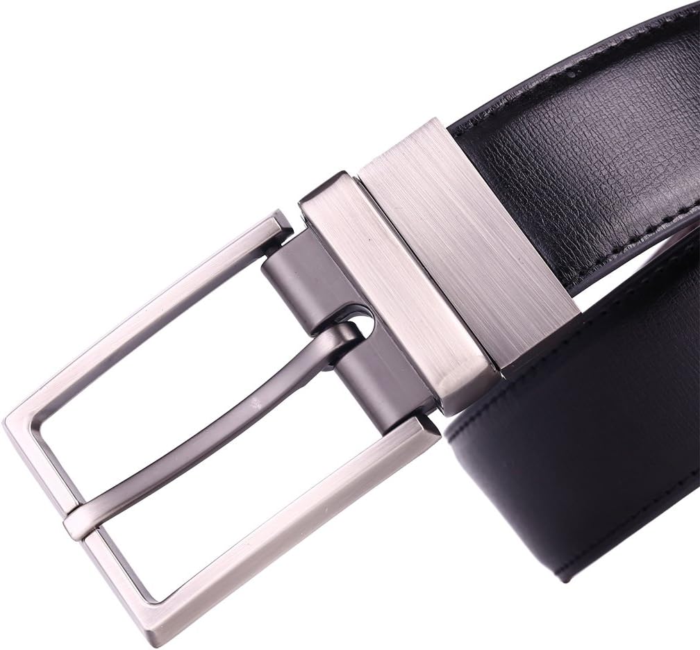 beltox fine Men's Dress Belt Leather Reversible 1.25" Wide Rotated Buckle Gift Box - Image 5