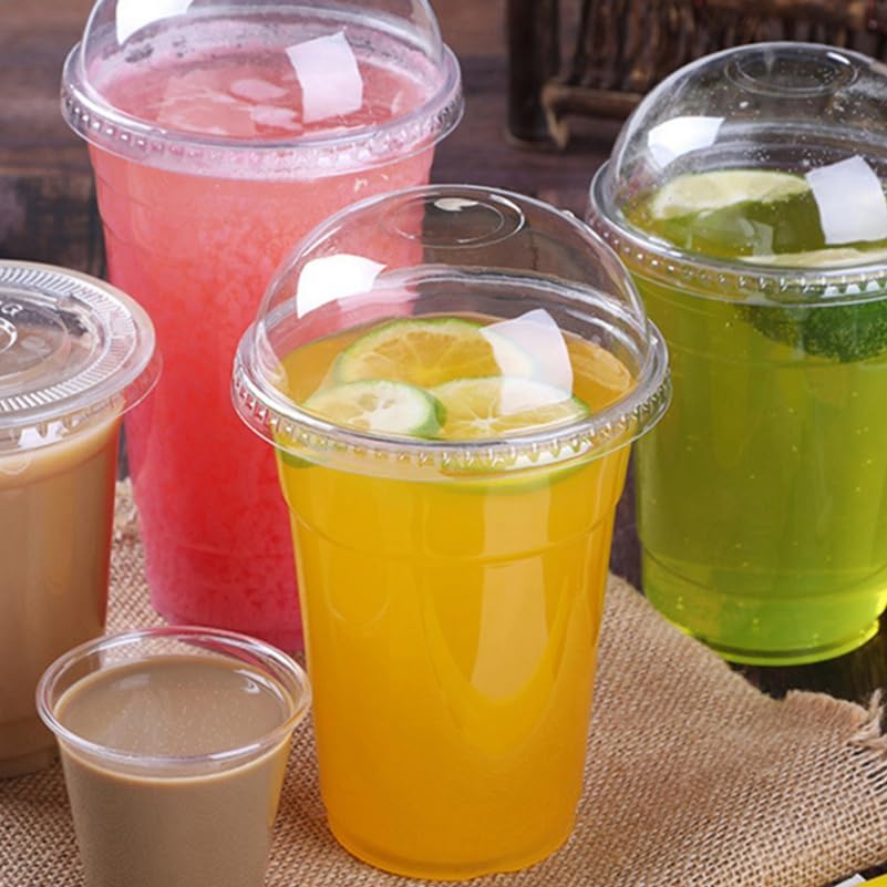 PRETYZOOM 16 Oz Disposable Clear Cups with Dome Lids for Cold Drinks Juice Milk Tea Smoothies Desserts and Party Use - 20 Pack - Image 3