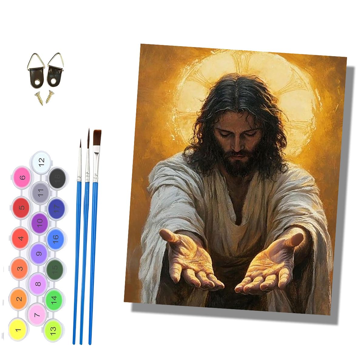 HONGPZH Paint by Number for Adults Beginner Canvas Choice for Birthday Anniversary or Any Festival Acrylic Painting Kit for Room Decor 16x20 inch Frameless Devout Jesus