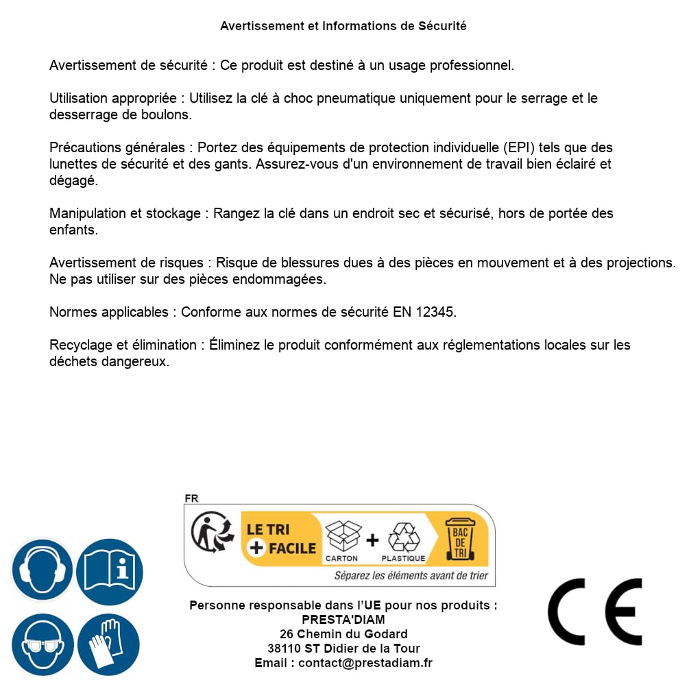 Clé à Choc Pneumatique 1/2 po - 2,3 kg - Performance Élevée et Précision - D-Work