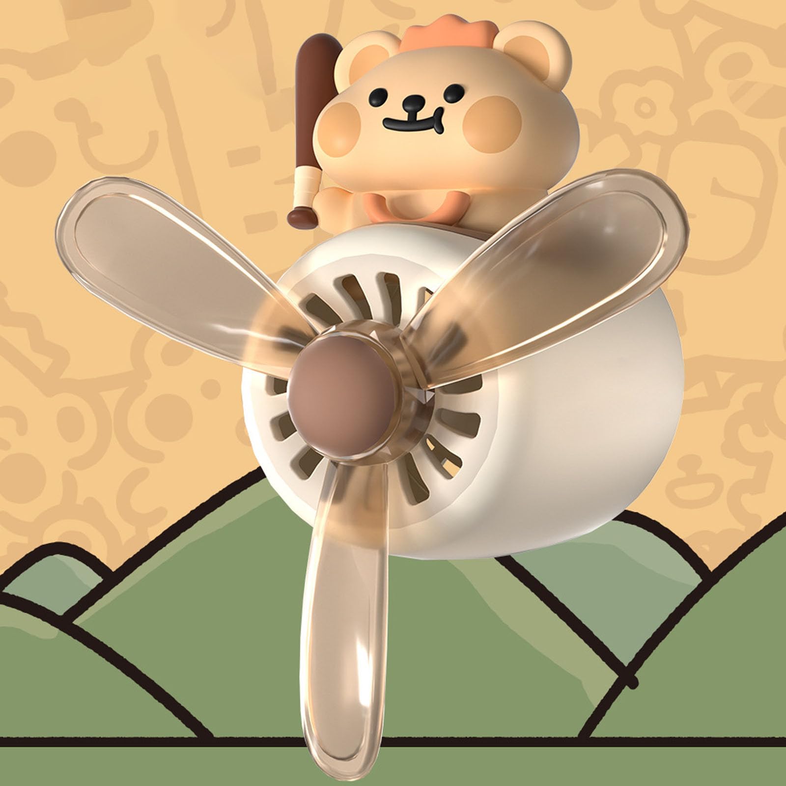 Deodoranti per auto a forma di anatra, con clip per bocchetta dell'aria, con clip per bocchetta dell'aria, decorazione rotante per diffusore per auto, con 2 confezioni di compresse di ricambio (beige