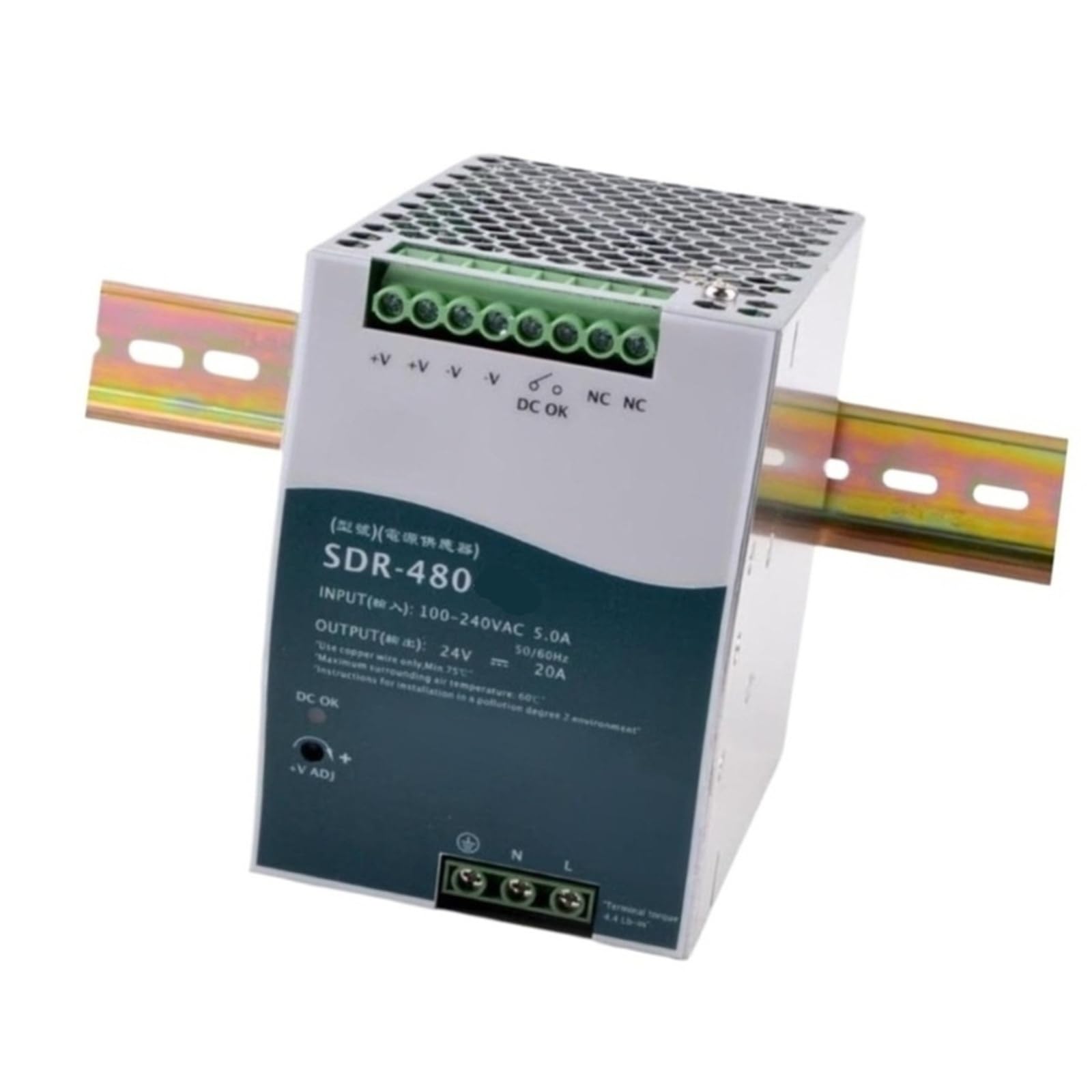 Alimentation SDR-480P-48 sur rail DIN boîtier électrique pour automates