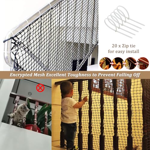 Filet de sécurité noir 1x2m en polyester sans nœuds pour balcon - 5