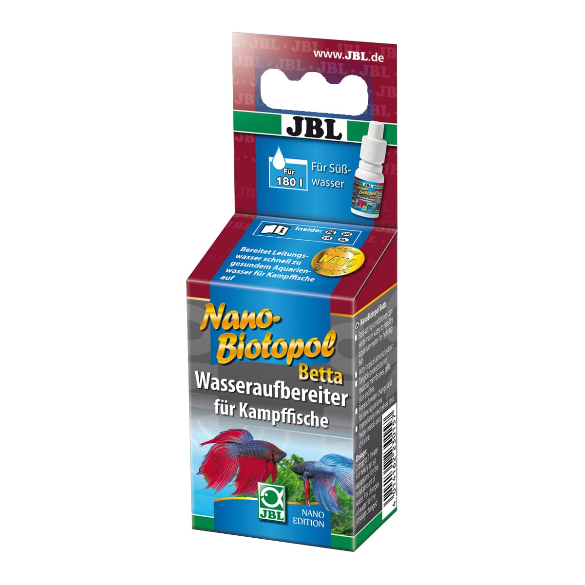 JBL NanoBiotopol Betta 15ml, Conditionneur d’eau pour combattants en petit aquarium d'eau douce