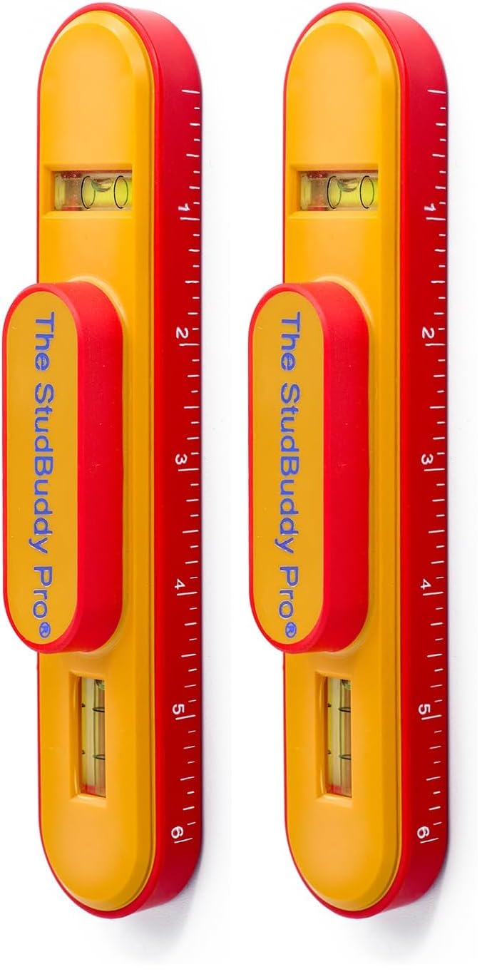 The Original StudBuddy Pro® Magnetic Stud Finder with Level - Made in the USA - Easy to Use Stud Finder for Drywall and Wood (Pack of 2)