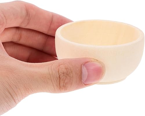 Miniatura 5 de EXCEART 2 cuencos de madera sin pintar para manualidades, cuencos de madera sin terminar para dibujar artesanías