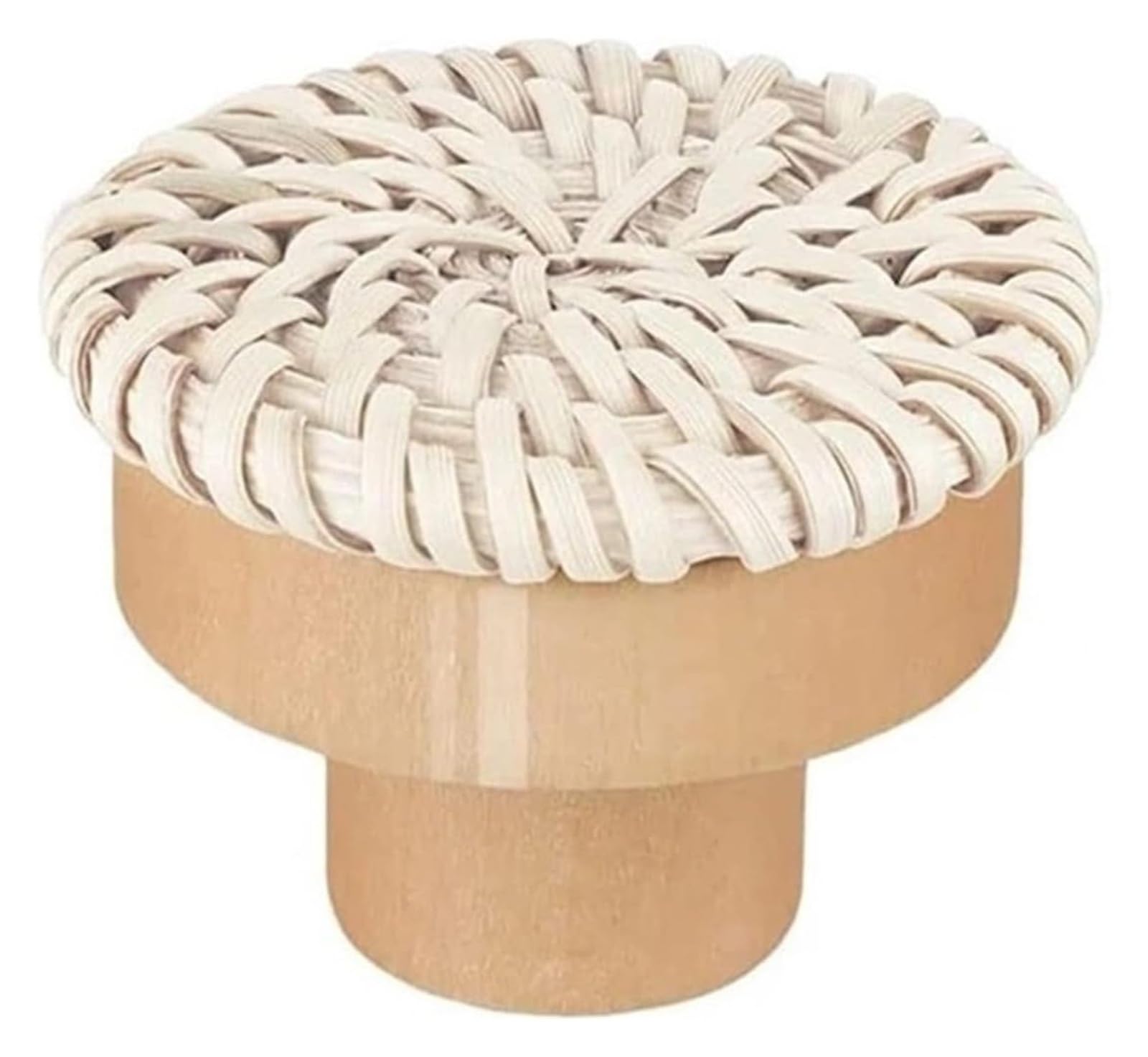 NHralpajj Rattan Wooden Round Cabinet Drawer Pulls
