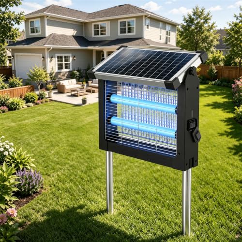 CXBER Solar Bug Zapper Outdoor, 4500V Mosquito & Fly Zapper with UV Light, Smart Auto Mode, 4000mAh...