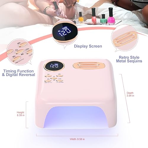 Miniatura 2 de BETE - Lámpara de uñas LED inalámbrica, secadora de uñas, 72 W, lámpara de uñas LED portátil de gel de 36 cuentas con 4 sensores de ajuste de