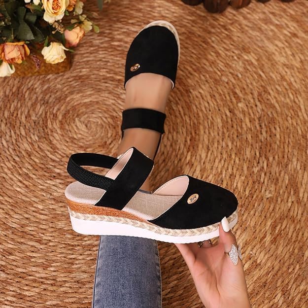 Closed Toe Platform Wedge Sandals, 2025 Espadrilles Wedges for Women Heel Casual, Women's Espadrilles Dressy Sandals, Comfortable Anti Slip Summer Shoes with Adjustable Buckle Ankle Strap2