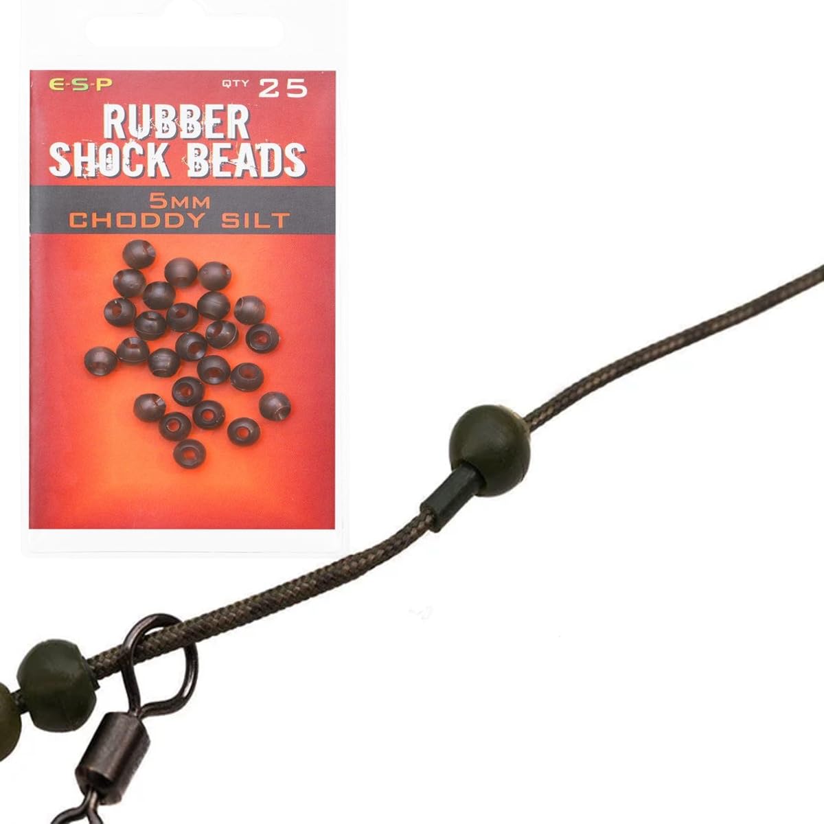 ESP Rubber shock beads 5mm choddy silt qty25