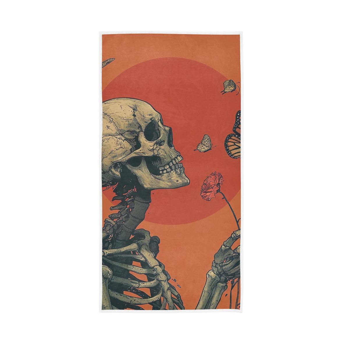 LSRCPD Skeleton Butterflies Flowers Hand Towels, Hand Towels Bathroom 15 x 30 Inches, Spa Towels