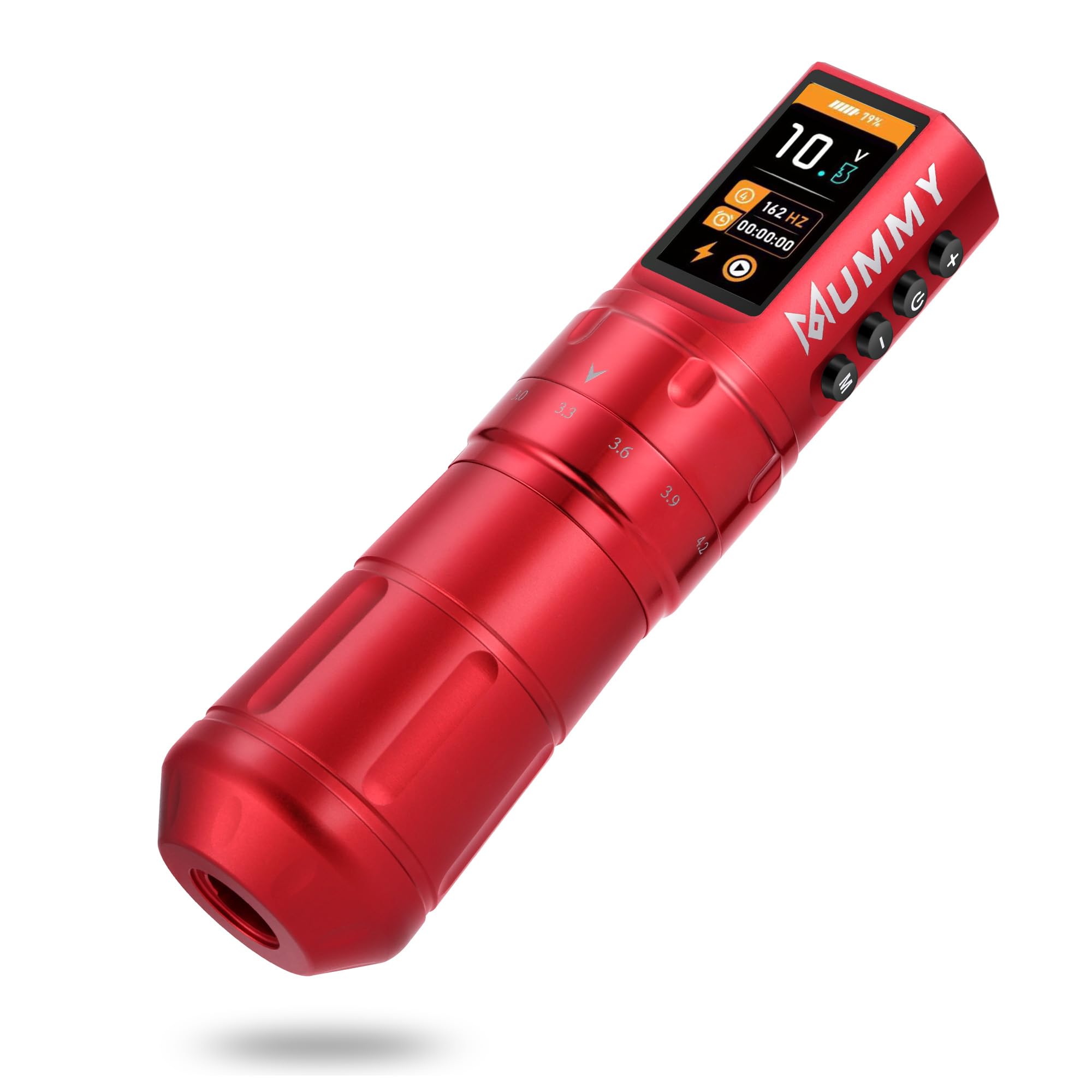 Mummy Scepter Tattoo Machine Pen with Adjustable 7 Strokes 2.4,2.7,3.0,3.3,3.6,3.9,4.2mm 1800mAh(Single Machine) (red)