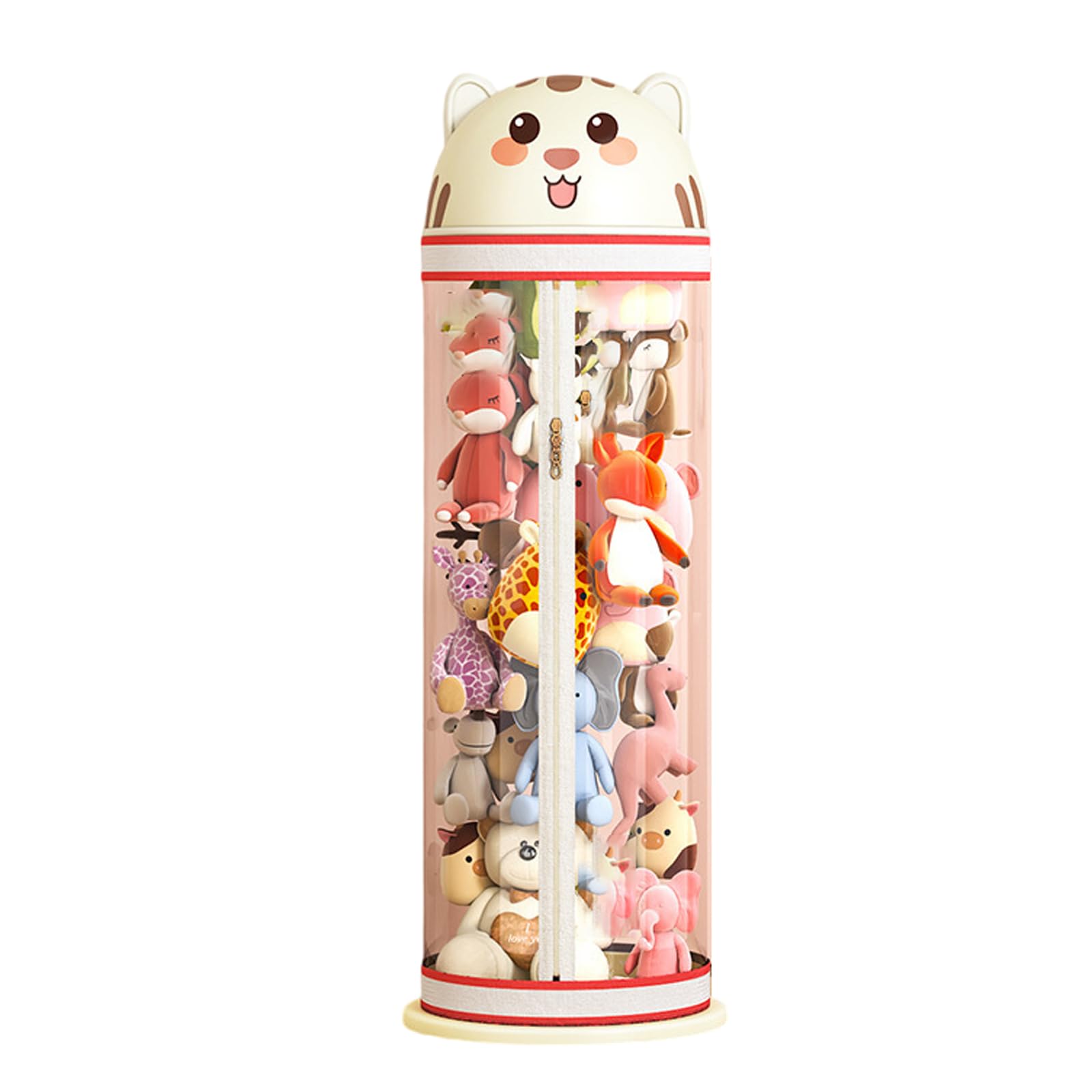BCJMKDX Toy storage, Stuffed Animal Storage Tube With Zippers,Transparent(Beige Without Wheels,100cm)