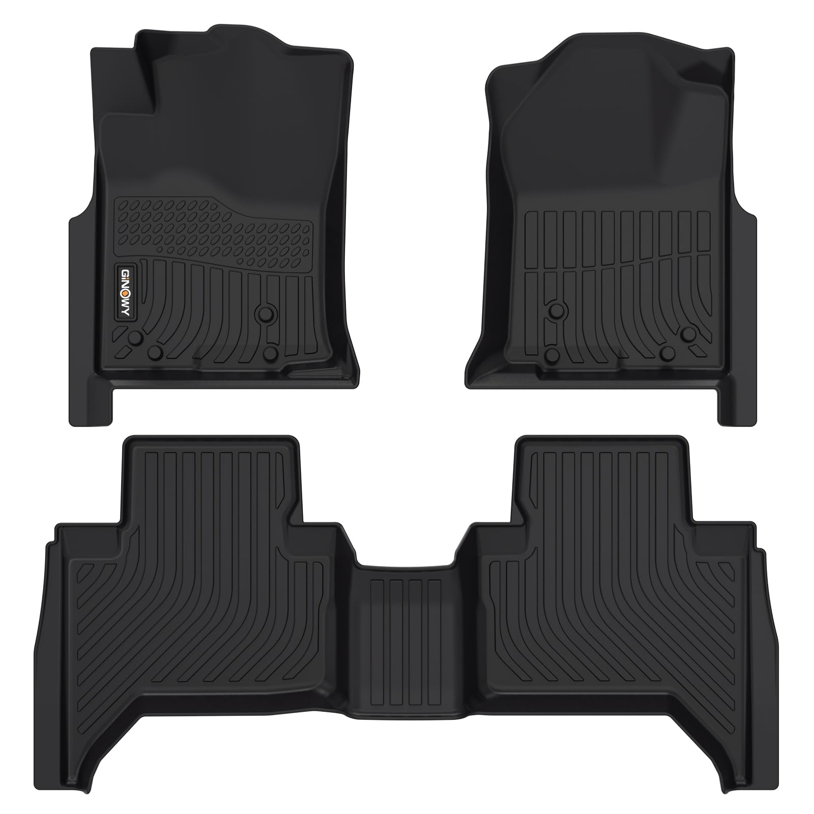 GINOWY- Floor Mats for Toyota Tacoma 2005-2015 Double Cab TPE All Weather Protection Car Mats for Toyota Tacoma, Non-Slip Floor Liners Waterproof Heavy Duty Automotive Accessories Black