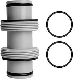 1.5" to 1.5" Straight Joint Pool Hose Connector Compatible with Intex Bestway Coleman Above Ground Pool – 2 Heads Threaded Hose Adapter & Rubber O-Ring Fitting for Dual Split Hose Plunger, Grey