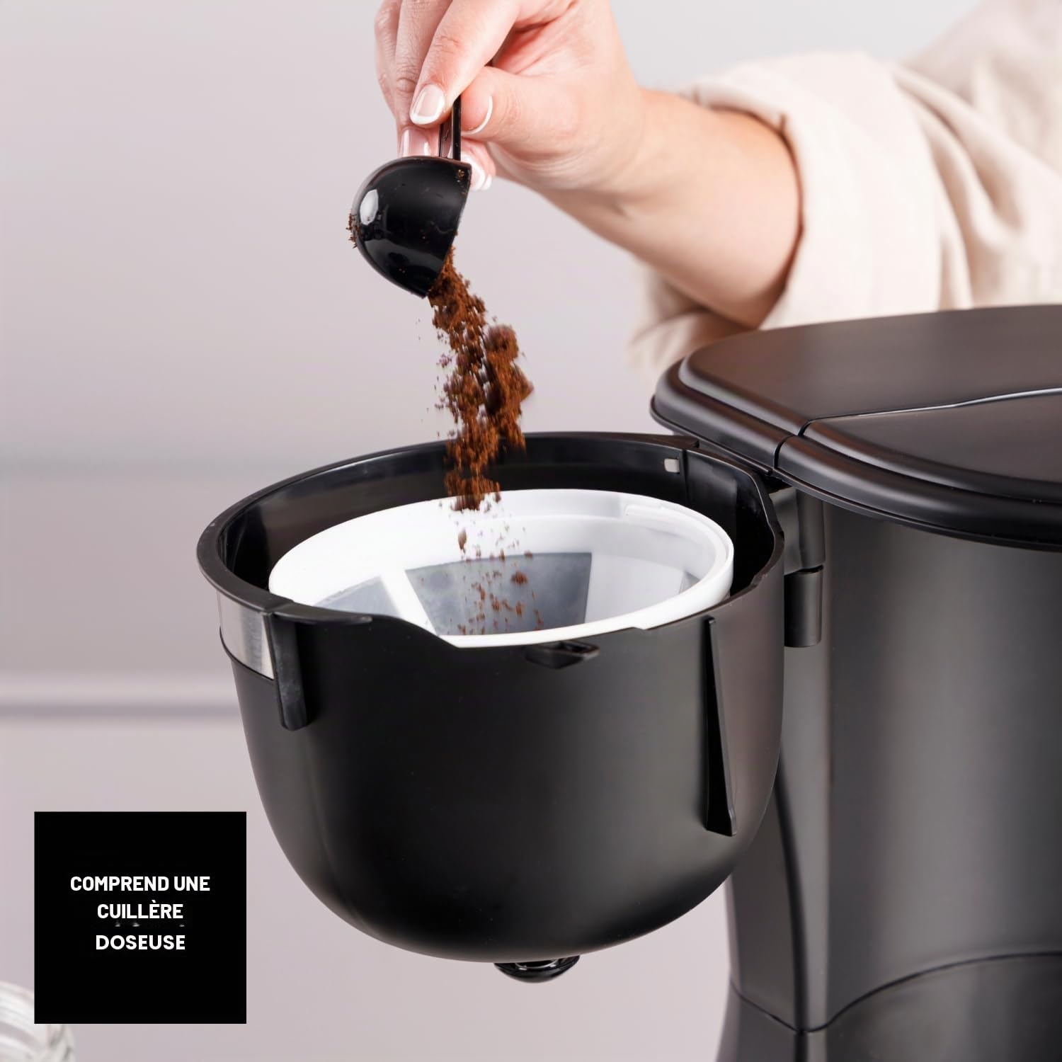 Taurus - Cafetière filtre Verona 12 + 680 W | Capacité 1,25 L, 12 tasses | Filtre permanent lavable | Bec anti-goutte | Sans BPA | Arrêt auto | Compacte | Noir